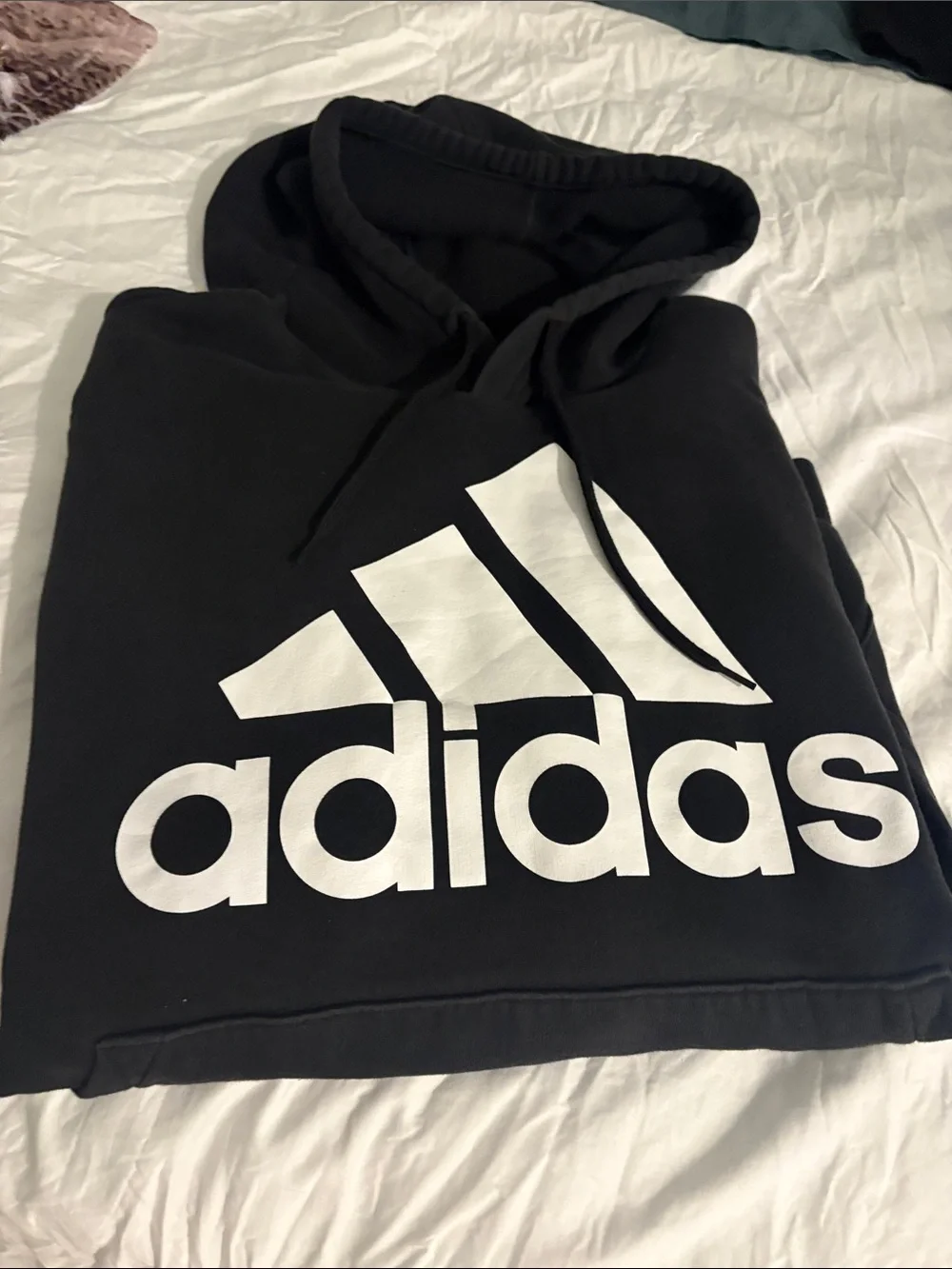 adidas Black Hoodie with White Logo Print